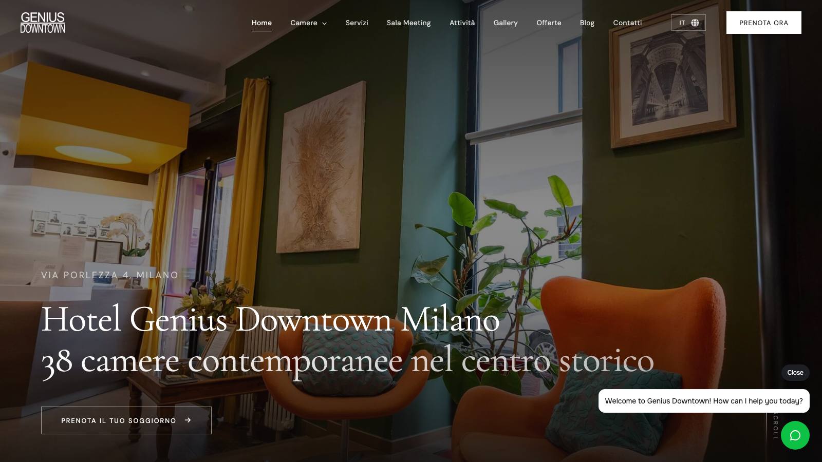 Homepage del sito Genius Hotel Downtown