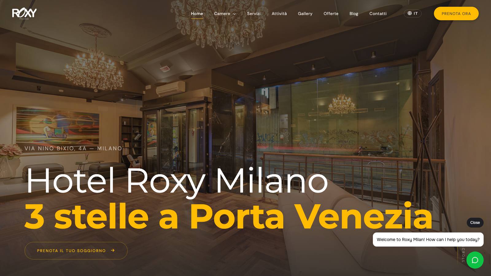 Homepage del sito Roxy Milano